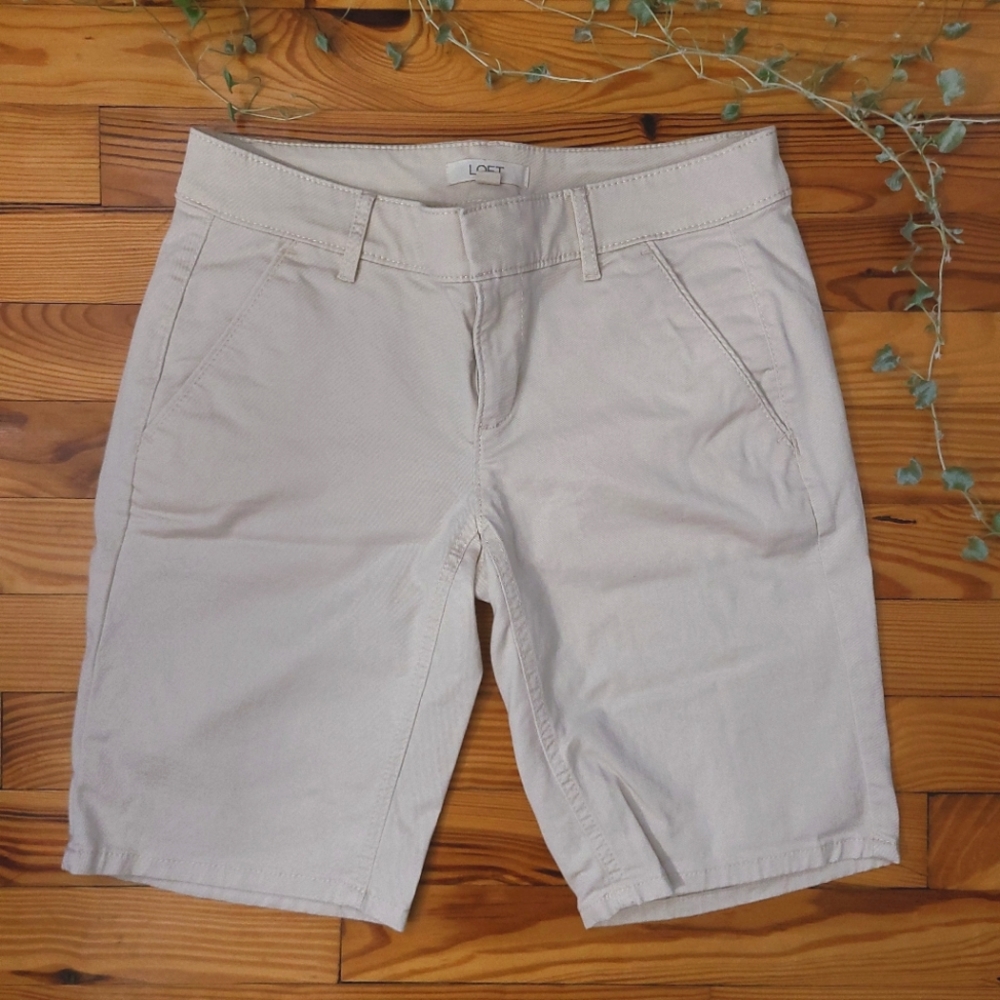 LOFT Khaki Bermuda Shorts - size 0